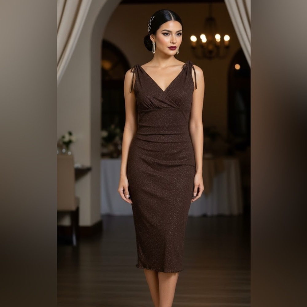 Rampage Chocolate Brown Midi Dress